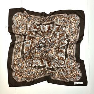 Gina Ruccini Square Scarf Brown Beige Paisley made in Italy